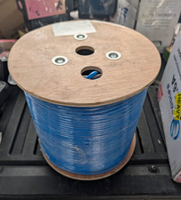 SatMaximum CAT6A 1000ft Blue UTP 23AWG Bare Copper CMR Cable Spool 907071 picture