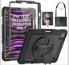 SEYMAC Heavy Duty Case for iPad Pro 12.9 2018-2022 Rotating Stand Black picture