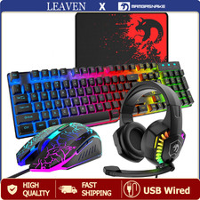 MAMBASNAKE T11 Wired Keyboard Combo, Mouse, Headphone& Pad,  Rainbow LED Backlit picture