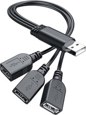 USB 1 to 3 Splitter, USB 2.0 A Male to 3 Female Jack Y Hub Extension Cable Black picture