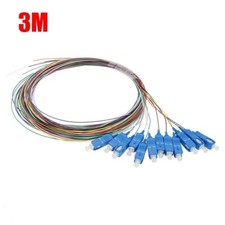 3M 12-Fiber SC UPC Single Mode Optic Pigtail Cable Cord Multi-Color 3 meter picture