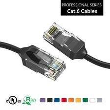 8Ft CAT6 28AWG Slim Ethernet Network Cable Black picture