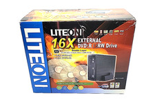 LiteOn External 16X DVD RW Drive USB DVD R DL Burner – Parts Only / Not Working picture