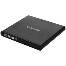 Verbatim External Slimline CD/DVD Writer, USB-A/USB-C - Black picture
