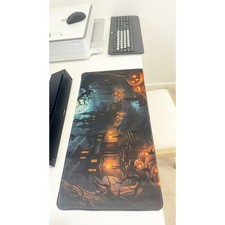 Halloween Haunted House & Pumpkin Large Gaming Mouse Pad 23.6