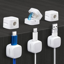 Magnetic Cable Clips, 6 Pack Cord Organizer Holder, White Charging Cable Keeper  picture