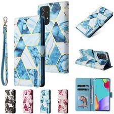 Strap Marble Leather Wallet Cover Case For S20 S21 S22 S23 S24 A13 A14 A15 A55 picture