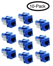 10Pak Cat6A RJ45 Network LAN Ethernet 10G Keystone Jack 110 Punch Down 8P8C Blue picture