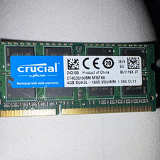 Crucial 4GB DDR3L SDRAM PC3L-12800S 204-Pin SO-DIMM Non-ECC CT4G3S160BM picture