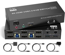 8K HDMI KVM Switch 2 Monitors 2 Computers Dual Monitor Support 8K60Hz 4K120Hz... picture