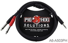 3ft Stereo Breakout Cable, 3.5mm TRS Stereo Male to Dual 1/4