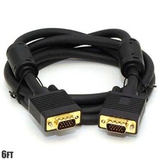 6FT VGA SVGA Male to Male PC Laptop Monitor Video Cable Gold Ferrite Cores picture