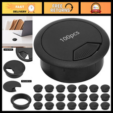 100 Pack Desk Grommets 2 Inch Cable Hole Covers, Snap-in Wire Organizers, Black picture