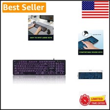 Wired USB Keyboard with 105 Large Print Keys & RGB Backlighting - PERIBOARD-317R picture