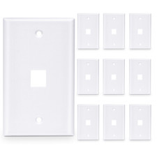 30 Pcs - 1 Port Wall Plate Keystone RJ45 Cat6 Cat5e Insert Jack White WallPlate picture