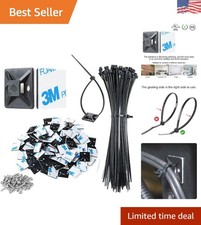 300 Pack Self-Adhesive Black Cable Zip Tie Mounts & 8