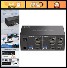 3 Monitor HDMI KVM Switch for 2 PCs, 4K@60Hz, 4 USB 3.0 Ports, Extended & Copy M picture