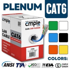 Cat6 Plenum Cable 1000ft CMP 23AWG Solid UTP 550MHz Bulk Ethernet Pull Box picture