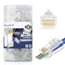 50 Pack Cat6 RJ45 Pass through Connectors Cat 6 Ends picture