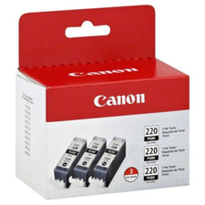 3PK Genuine Canon OEM 220 Black Ink Cartridges PGI-220 PGBK THREE PACK picture
