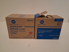 Two Genuine Konica Minolta bizhub C3100P Toner One open TNP50M and TNP50Y picture