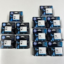 LOT x12 Genuine HP Ink Cartridge 74 Black 75 Tri-Color OEM CB335WN CB337WN picture