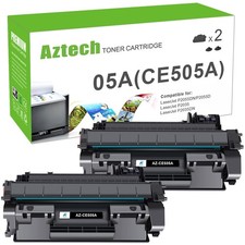 Aztech CE505A Toner Cartridge Replacement for HP P2035 P2035N P2055DN (2 Black) picture