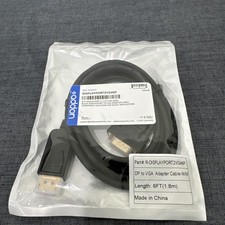 Addon 6ft DisplayPort 1.2 Male to VGA Male Black Cable For Resolution picture