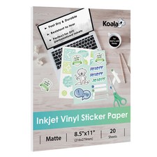 Koala Printable Vinyl Sticker Paper for Inkjet Printer Matte White Waterproof 20 picture