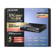 ELECOM 10Gbps 5-Port Metal Switching Hub EHC-X05MA-HB Full Port 10G Unused picture