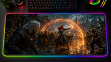 The Witcher 3 RGB XXL Gaming Mouse Pad Geralt Ciri LED Desk Mat picture