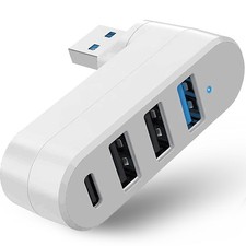 VIENON 4-Port USB 3.0 Hub [90/180 Rotatable], Splitter with 4-Port, White picture