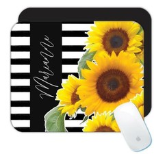 Gift Mousepad : Sunflower Stripes Personalized Name Flower Floral Yellow Decor picture