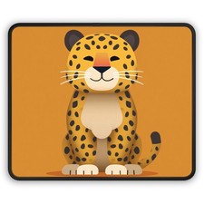 Cute Cartoon Leopard Gaming Mouse Pad | Orange Animal Desk Mat picture