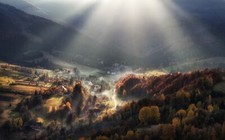 Landscape nature sun rays fall valley mountains Custom Gaming Mat Desk picture