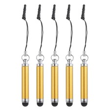 MECCANIXITY 5pcs Metallic Stylus Pen Retractable Aluminum Alloy Mini Yellow  picture