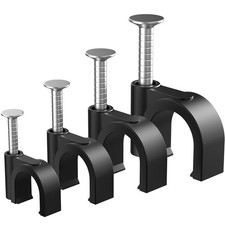 400 Grapas Para Cables Con Clavo Negro 4/6/8/10mm Organizador Ethernet Coaxial picture