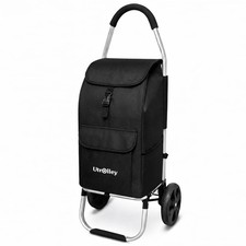 Ultra-Lightweight Black Foldable Shopping Cart for Groceries Large 42L Capaci... picture