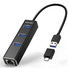 TeckNet Aluminum 3-port USB 3.0 Hub With Rj45 10/100/1000 Gigabit Ethernet LAN picture