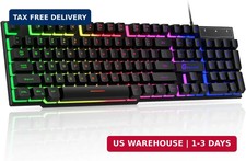 104 Keys Gaming Keyboard Full Size LED Backlit Wired Membrane picture