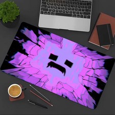 A Large Mouse Pad Featuring a Neon Design of Glitch Art with an Explosion Effe picture