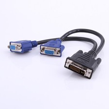 DVI-I 24+5 Pins Male Analog to 2 Dual VGA Female Monitor Adapter Splitter Cable picture