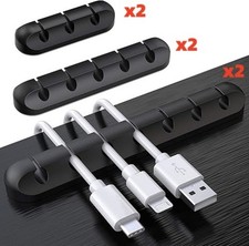 6-Pack Cable Management Cord Organizer Clips Silicone Self Adhesive Cable Holder picture