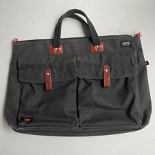 Jack Spade Canvas Tote Bag 19x14 Leather Detail Multi Pocket Gray TED Talk FLAWS picture