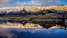 Landscape nature r lake sunset mountains reflection new Custom Gaming Mat Desk picture
