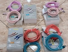 Lot of 6 Heyday 2-Pack Braided Charging Cables 3x Lightning 3x USB-C 10ft picture