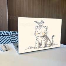 Cute Baby Tiger with Bird on Head Minimalist Sketch Removable Laptop Skin picture