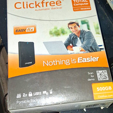 Clickfree Automatic Backup 500GB Portable External HDD USB 3.0 Black picture