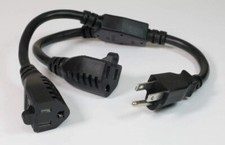 16 AWG Power Cord Splitter (NEMA 5-15P To NEMA 5-15R X2) UL Certified PCCABLES picture