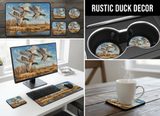Mallard Ducks Mousepad Coasters Flying Waterfowl Hunting Art Bird Watcher Gift picture